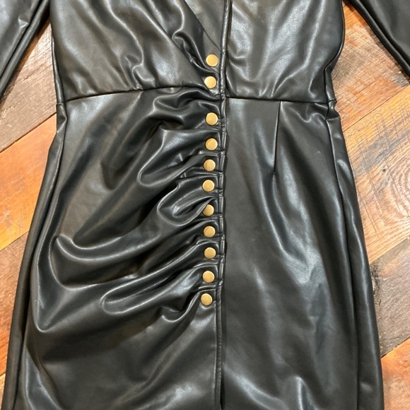 Olivaceous Black Vegan Leather Mini Dress — Medium — SOLD OUT ONLINE - Picture 2 of 5